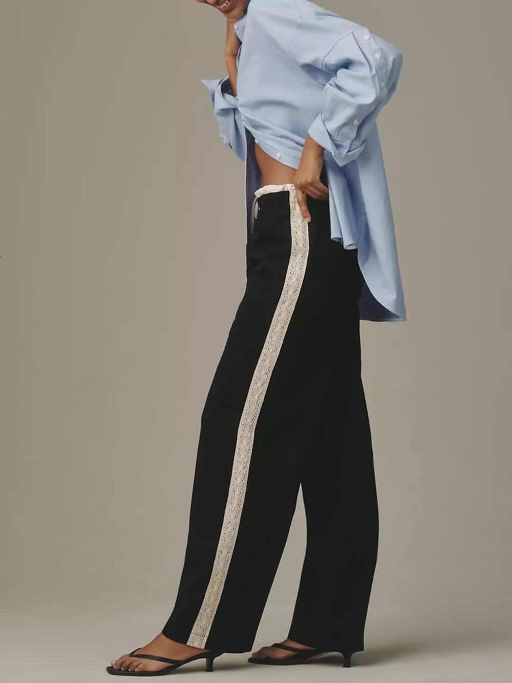 Anthropologie Maeve Crochet Track Stripe Pant